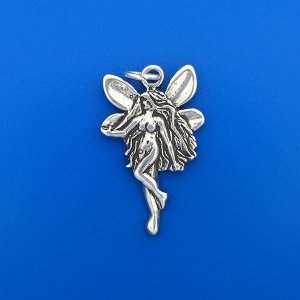 long haired fairy sterling silver charm