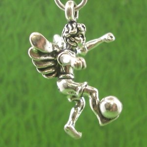 SOCCER GUARDIAN ANGEL Sterling Silver Charm