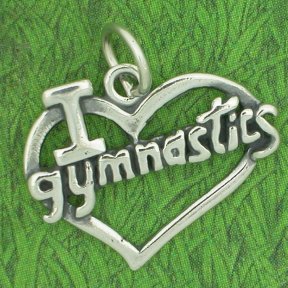 I LOVE GYMNASTICS HEART Sterling Silver Charm