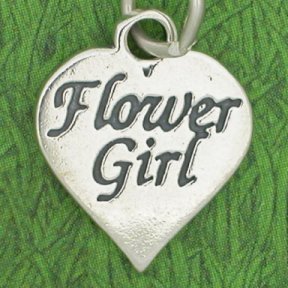 FLOWER GIRL HEART Sterling Silver Charm - CLEARANCE