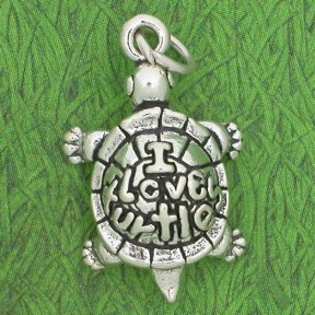 I Love Turtles Sterling Silver Charms
