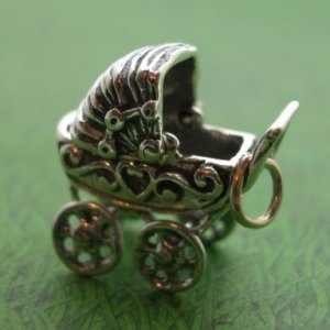 BABY CARRIAGE Movable Sterling Silver Charm