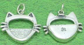 CAT PHOTO FRAME Sterling Silver Charm