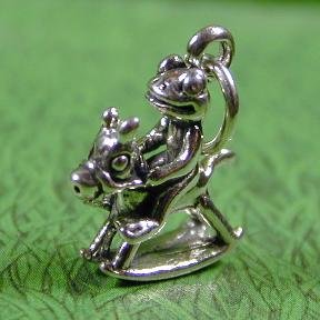 FROG on ROCKING HORSE Sterling Silver Charm