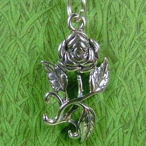 ROSE with VINES Sterling Silver Charm