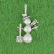 SNOWMAN and SHOVEL with PEARLS Sterling Silver Charm