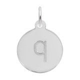 Letter Q Disc Sterling Silver Charm