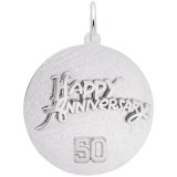 50th Anniversary Disc Sterling Silver Charm